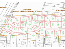 Grundstücksparzellen im Baugebiet "Hangen-Weisheimer-Straße" der Ortsgemeinde Eppelsheim