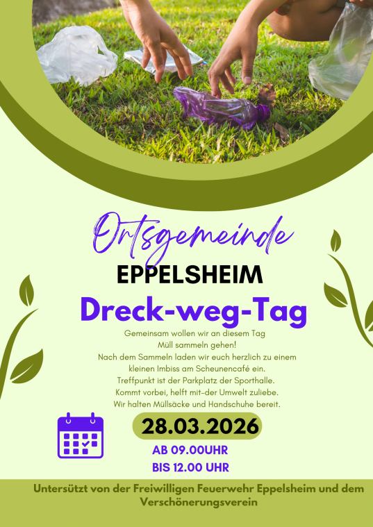 Flyer: Dreck-weg-Tag in Eppelsheim am 28.03.2026 ab 9 Uhr